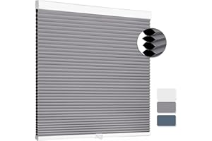 SUNFREE Cellular Shades Blackout Blinds Cordless Honeycomb Window Shades for Bedroom, Blinds for Window and Door, Home and Office, Grey, 46" W x 48" H