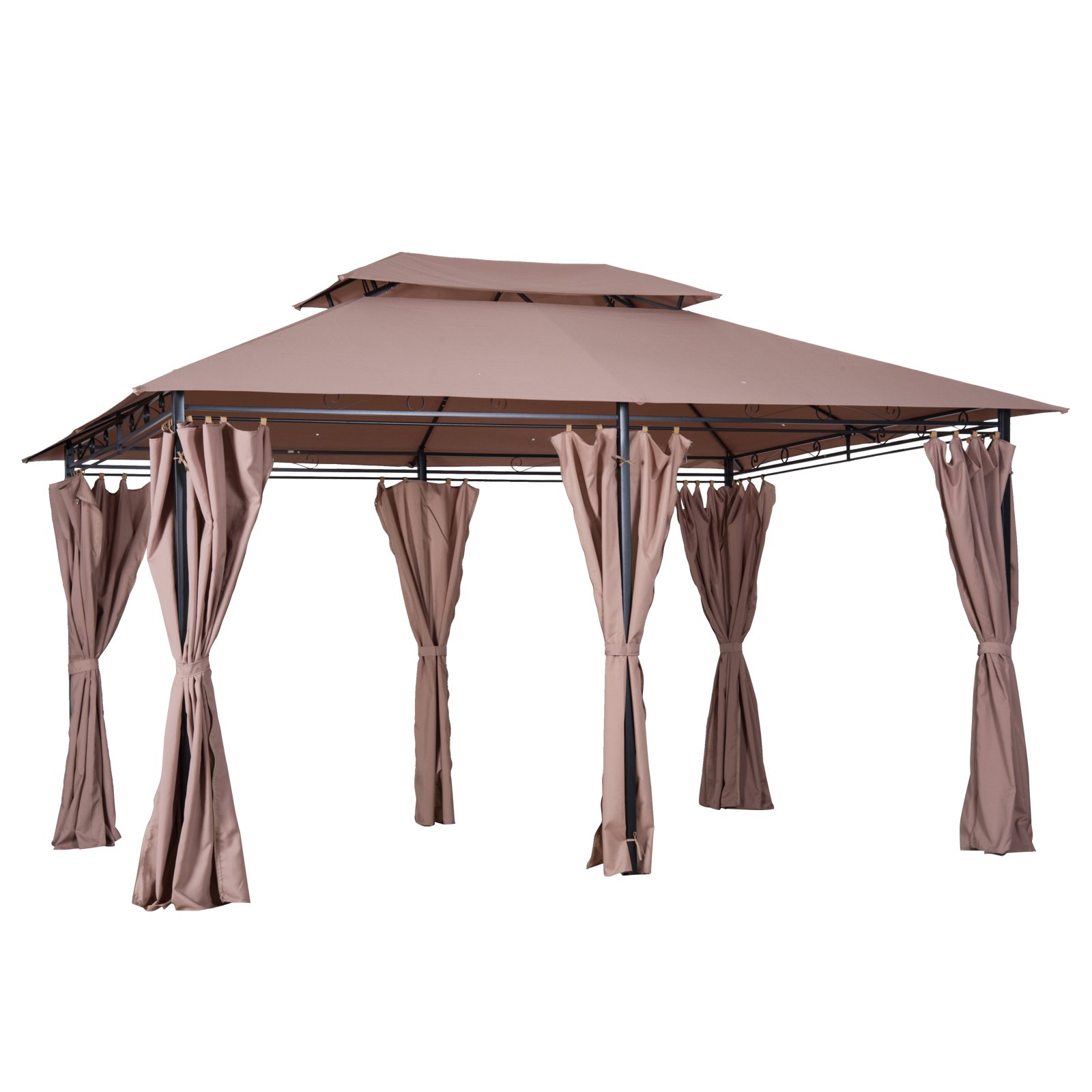 View 1 of (STRUCTURE ONLY)*SOLD FOR PARTS* Outsunny 10' x 13' Patio Gazebo, Outdoor Gazebo Canopy Shelter , Vented Roof, Steel Frame for Garden, Lawn, Backyard and Deck, Khaki