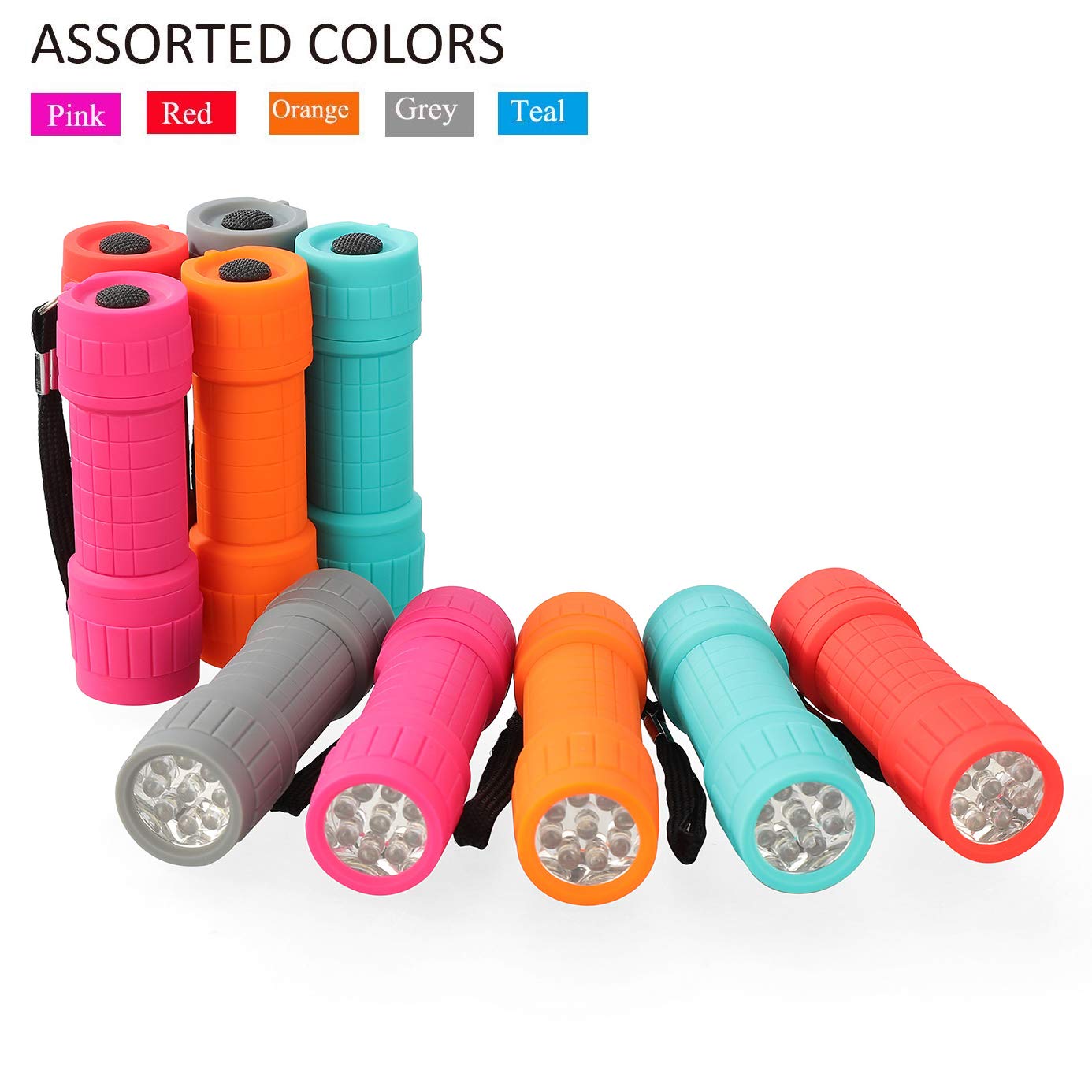 FASTPRO 18Pack, 9LED Mini Flashlight Set, 54Pieces AAA Batteries are