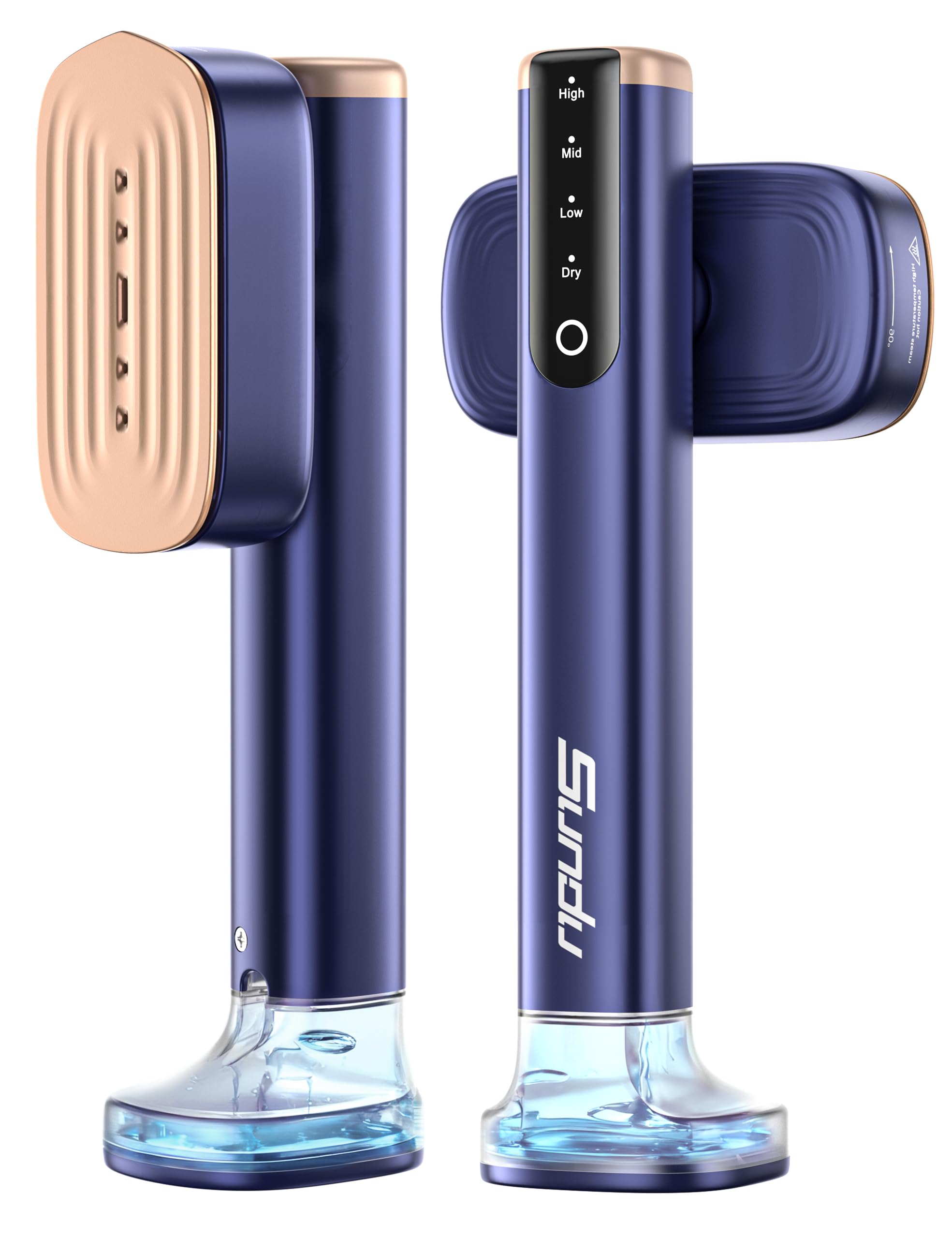 Travel Steamer for Clothes with 180 ml Water Tanks,15s Fast Heat-up,24 g/min Strong Steam Performance, Portable Garment Steamer with Touch Control, LED Display, Steam Iron(Blue Gold)