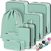 Velaybor 8 Set Compression Packing Cubes for Travel, Waterproof Luggage Organizers, Suitcase Organizer Set for Carry-On & Checked Baggage, Travel Accessories for Men & Women