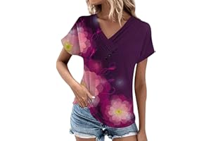 FQZWONG Deals of The Day Summer Tops for Women 2024 Casual Womens Short Sleeve Tshirts Shirts Trendy Ladies V Neck Blouses