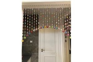 ALPENGULEN Crystal Beaded Curtain, Multicolor Hanging Door Decoration with Acrylic Balls, Rainbow String Room Divider (20 Strings)