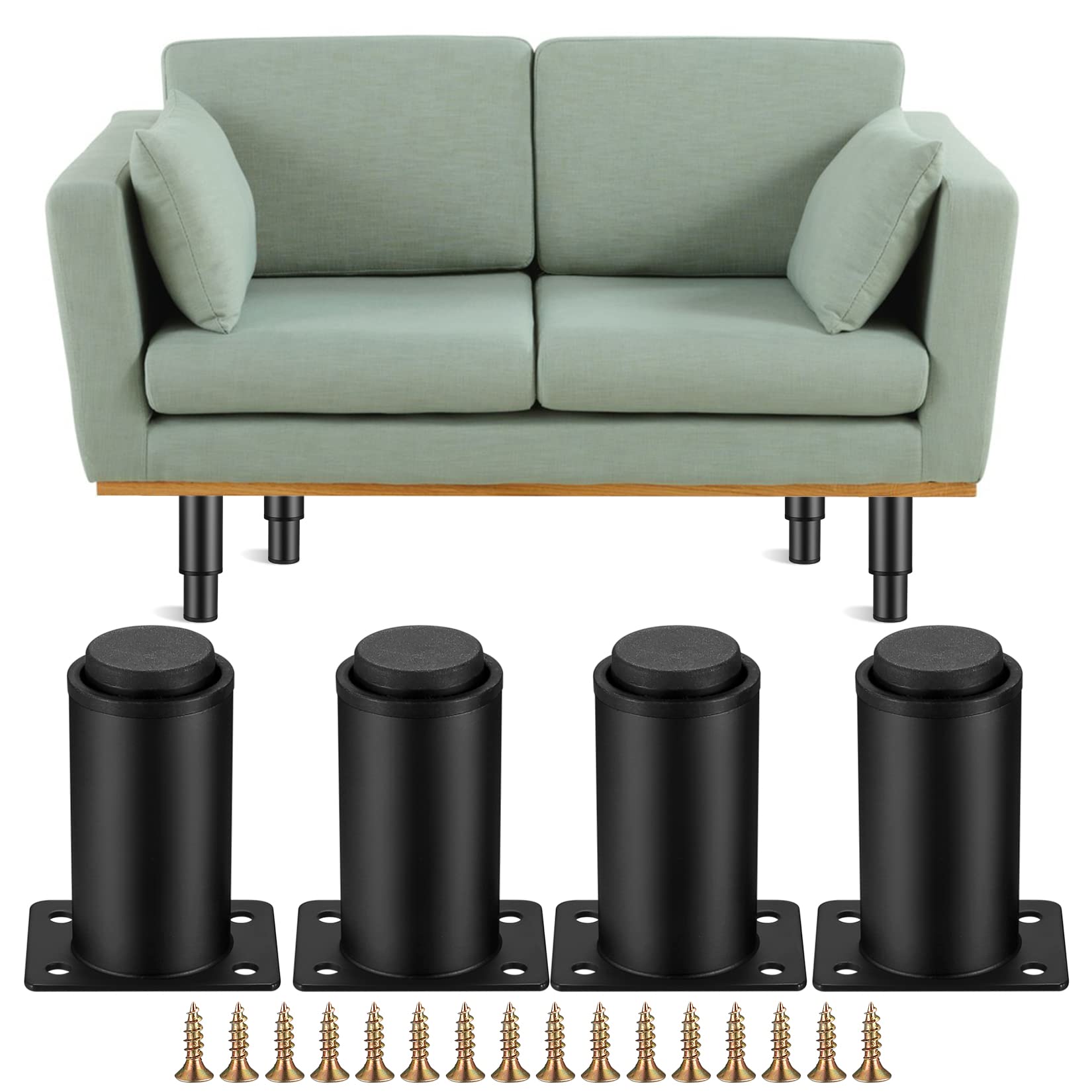 Jttxiu 4 Pcs Adjustable Furniture Legs, Metal Kitchen Sofa Cabinet Table Legs Feet, Heavy Duty Replacement Support Feet Legs for Kitchen Sofa Table Chair Desk Cupboar (8-12cm) — image 1