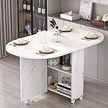 Amazon.com - Folding Dining Table with 6 Wheels, Drawer and