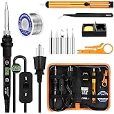Soldering Iron Kit 80W LCD Adjustable Temperature 180-520℃ Solder Kit Electronics 12 in 1 Welding Tools with ON/Off Switch, S