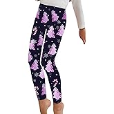 Girls Christmas Leggings Printed Pants Full Ankle Length Medium Thick Tights for Xmas Eve 5-12T