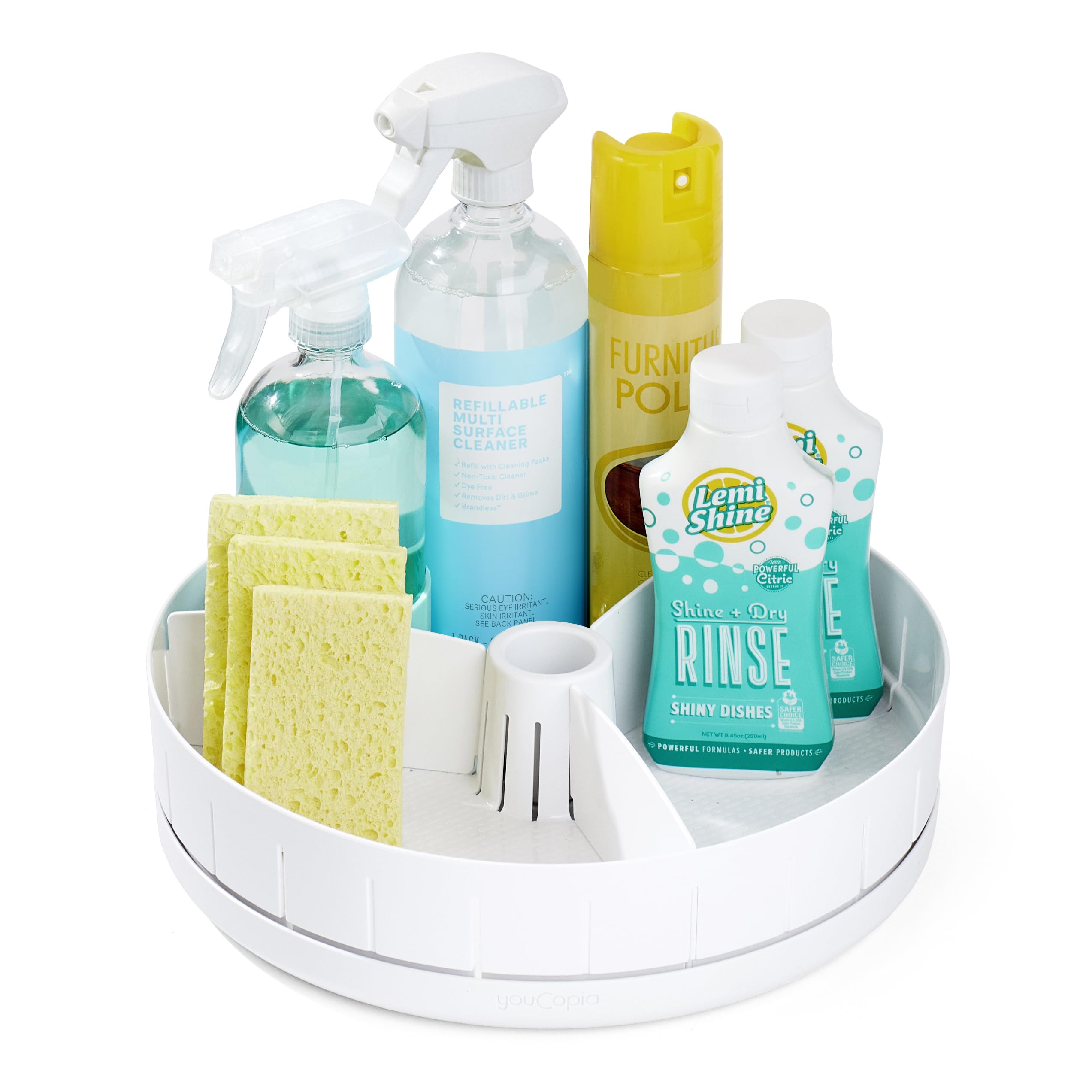 YouCopia SinkSuite Under Sink Turntable with Adjustable Dividers, Lazy Susan Organiser for Kitchen Cupboard or Bathroom Storage