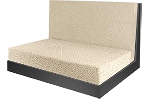 boslla RV Dinette Cushion Covers, Stretchable Fabric RV Couch Seat Covers, Washable Camper Dinette Cushion Covers for RV Camper Bench Seats, Includes 1 Backrest Cover&1 Bench Cover (Beige Yellow)