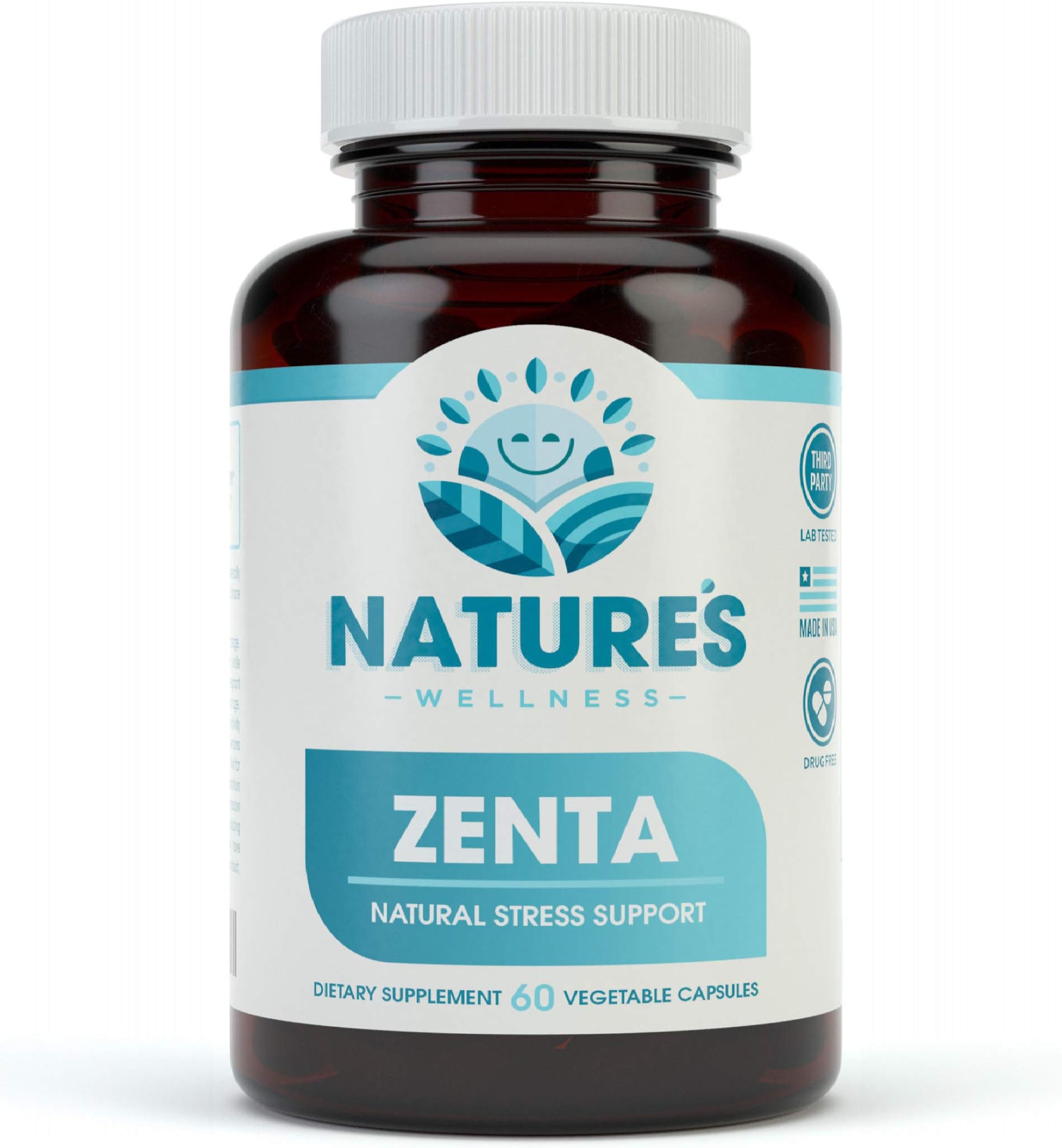 ZENTA - The Natural Anxiety Relief and Anti Stress Supplement to Help Calm Body and Mind | Positive Mood Enhancer - Increase Serotonin Levels with GAB, 5-HTP, Ashwagandha, Chamomile, DMAE | 60 ct