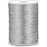 OZXCHIXU 2mm x 100 Yards Satin Nylon Trim Cord, Rattail, Chinese Knot, Kumihimo Cord (Sliver Gray)