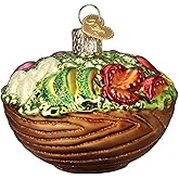 Old World Christmas Bowl of Salad Glass Blown Ornament for Christmas Tree, Handcrafted Holiday Decoration, Food Collection