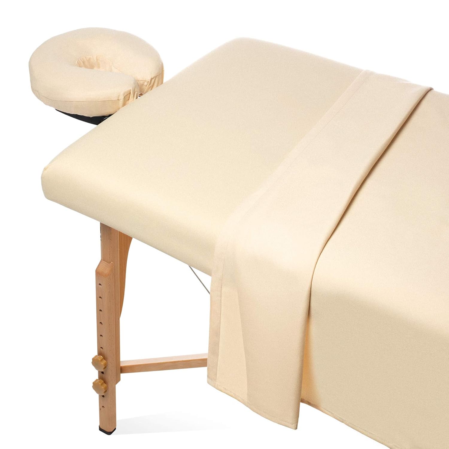 Saloniture 3-Piece Flannel Massage Table Sheet Set - Soft Cotton Facial Bed Cover - Includes Flat and Fitted Sheets with Face Cradle Cover - Natural : Beauty
