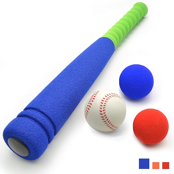 [Carry Bag Included] CELEMOON Super Safe Kids Foam Baseball Bat Toys with 2 Balls, Portable Carrying Bag Included, For Children Age 3 to 5 Years Old, Blue