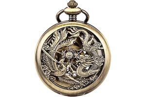 SIBOSUN Mechanical Pocket Watch for Men Antique Pocket Watch with Chain Steampunk Skeleton Mens Pocket Watches with Gift Box
