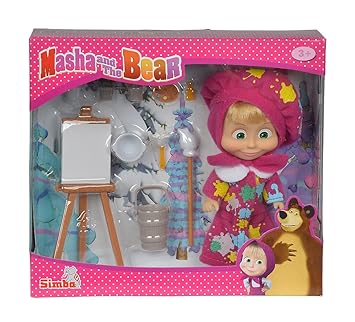Simba Masha As Painter, with Easel, Colour Pots and A Lot of Accessories, 12cm, WB