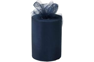 GIFTWRAP ETC. Navy Blue Tulle Wedding Decor - 6" x 100 Yards, Fabric Netting Ribbon, Memorial Day, Police Support, Wreath, Garland, Veil, Streamers, Bows, 4th of July, Christmas, President's Day, Easter