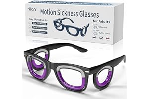 Hion Adult Anti- Motion Sickness Smart Glasses, Ultra-Light Portable Nausea Relief Liquid Glasses, Carsickness Airsickness Seasickness Glasses, Kids Travel/Cruise Essentials（Black