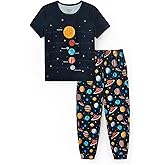 PATPAT Boys Pajamas Sets Short Sleeve Tops and Pants PJs Funny Graphic Soft 2 Piece Sleepwear Kids Cozy Lounge Wear