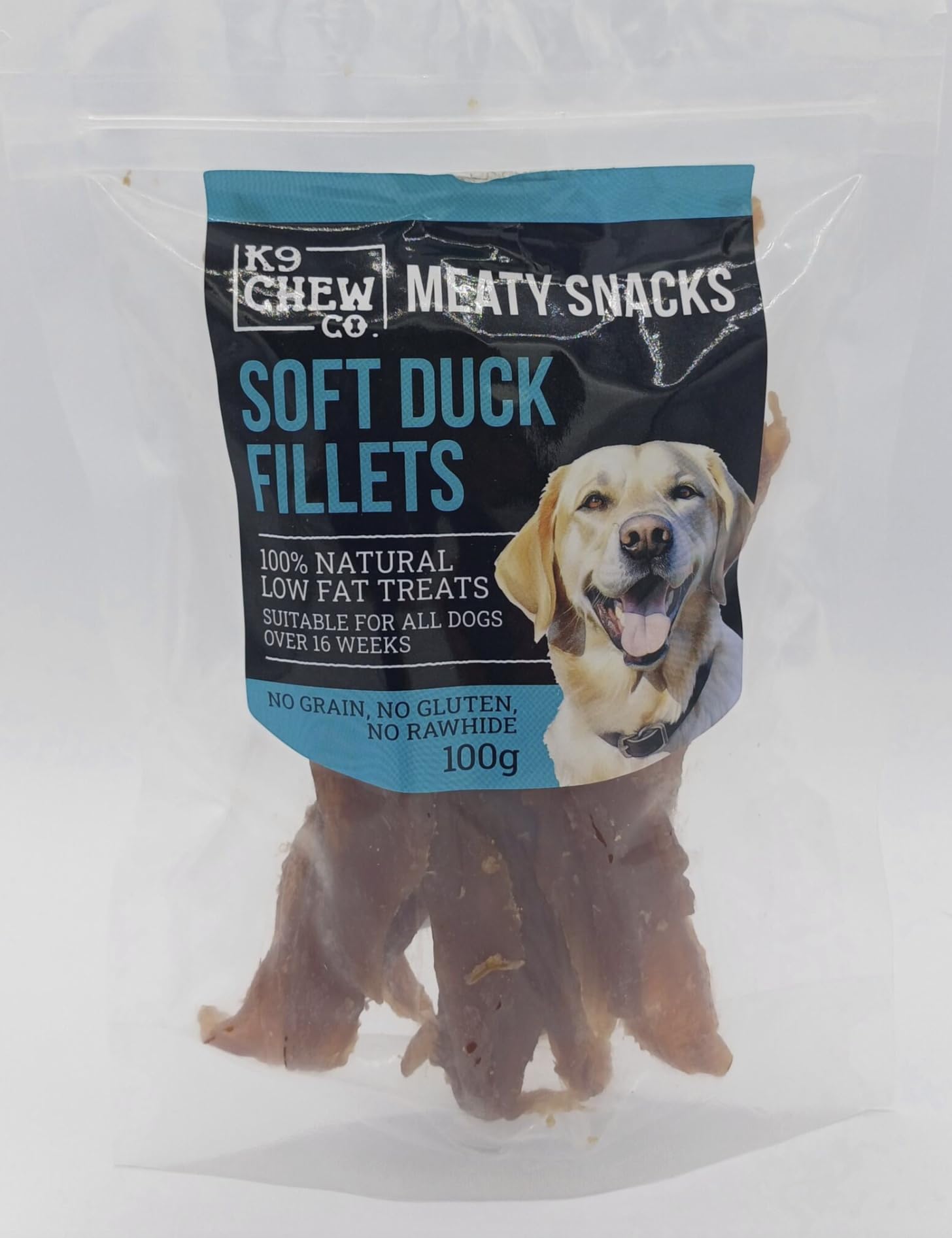 Meaty Snacks Soft Duck Fillets 100% Natural Low Fat 100g Dog Treats and Training Aid
