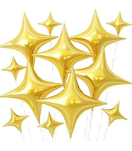 Black Purple Silver Star Balloon,6Pcs 22Inch Explosion Star Balloons And 10Pcs