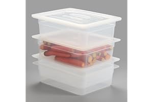 CURTA 4-Pack 1/2 Size 4" Deep Food Pan with Handled Lid – NSF Listed Commercial-Grade Translucent Polypropylene, Stackable Freezer-safe Storage for Restaurants, Catering & Buffets