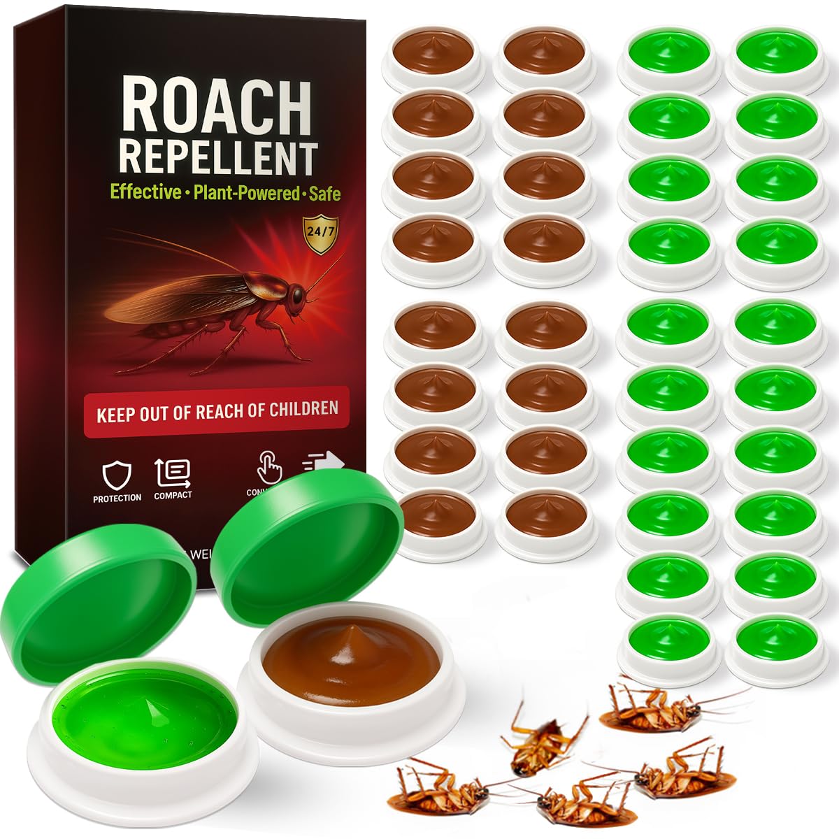Photo 1 of 36 Pack  Repellent Killer Indoor Infestation, Powerful Attraction Cockroach Bait Gel Stations, Quick Kill Formula, Easy to Apply Cockroach Killer for Home Control, Ideal for Kitchens, Bathrooms