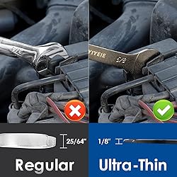 YIYEIE 9Pc. Super Thin Wrench Set, SAE 1/4" to