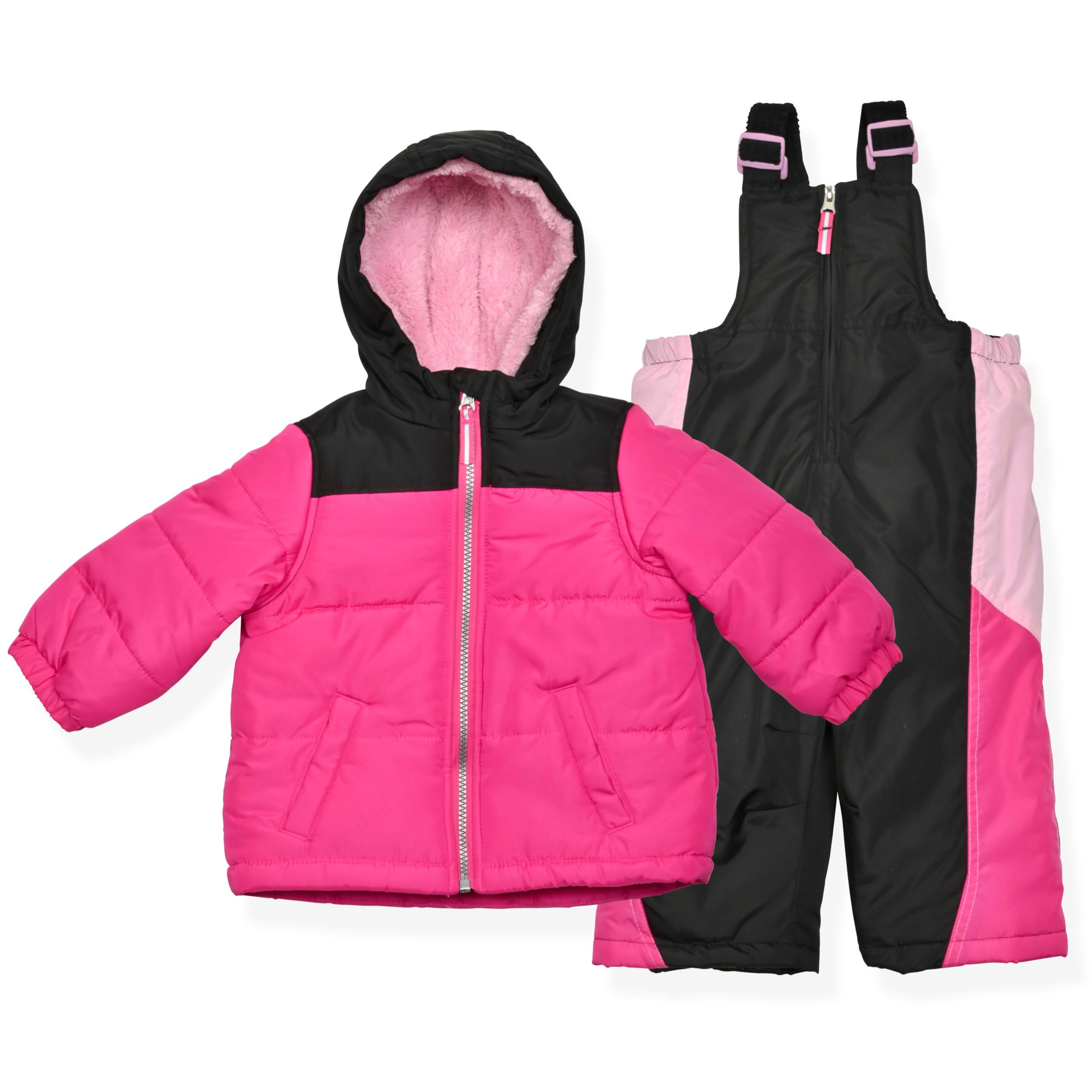 Arctic Quest Little Girls Bib Snow Pants and Ski Jacket Water-Resistant Snowsuit For Kids Winter Jacket For Girls, Intense Pink 2, 18M Image Arctic Quest Little Girls Bib Snow Pants and Ski Jacket Water-Resistant Snowsuit For Kids Winter Jacket For Girls, Intense Pink 2, 18M Image