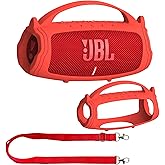 JCHPINE Silicone Cover Case for JBL Charge 5 Portable Bluetooth Speaker, Protective Skin Holder for JBL Charge 5 Speaker Accessories (Red Case, NOT Fit Wi-Fi Version)