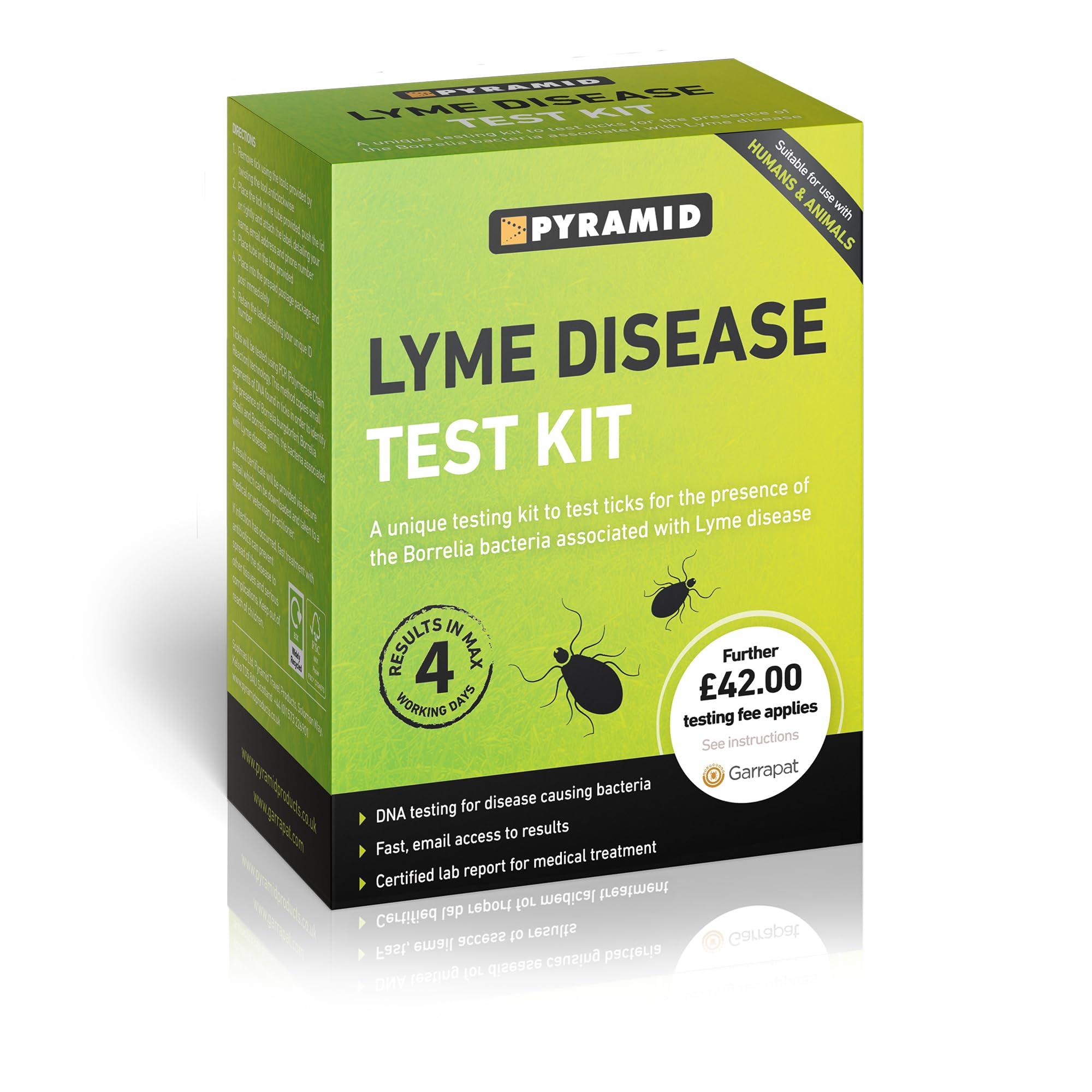 Lyme Disease Test Kit for Humans & Animals - Includes Tick Removers, Test Tube, and Return Packaging - Rapid and Accurate Detection of Borrelia in Ticks - Independent Laboratory Report Provided