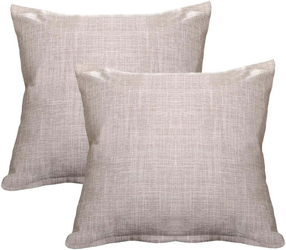WEIXINHAI 2 Pack Burlap Linen Throw Pillow Cover 20"X20" Home Decorative Solid Square Pillowcase, Thick, Luxury, Handmade with Invisible Zipper for Sofa Couch Bed, Car, Camping