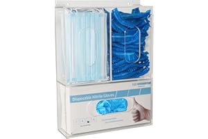Aphbrada Triple Sanitation Station with Lid - Tabletop or Wall Mounted Acrylic Masks and Gloves Holder Dispenser Hairnet Dispenser with 3 Compartments - Glove Box Holder, Clear