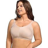 POKARLA Bras for Women Seamless Wireless Full-Coverage Adjustable Straps Stretchy Underarm Smoothing Lightly Lined Bra