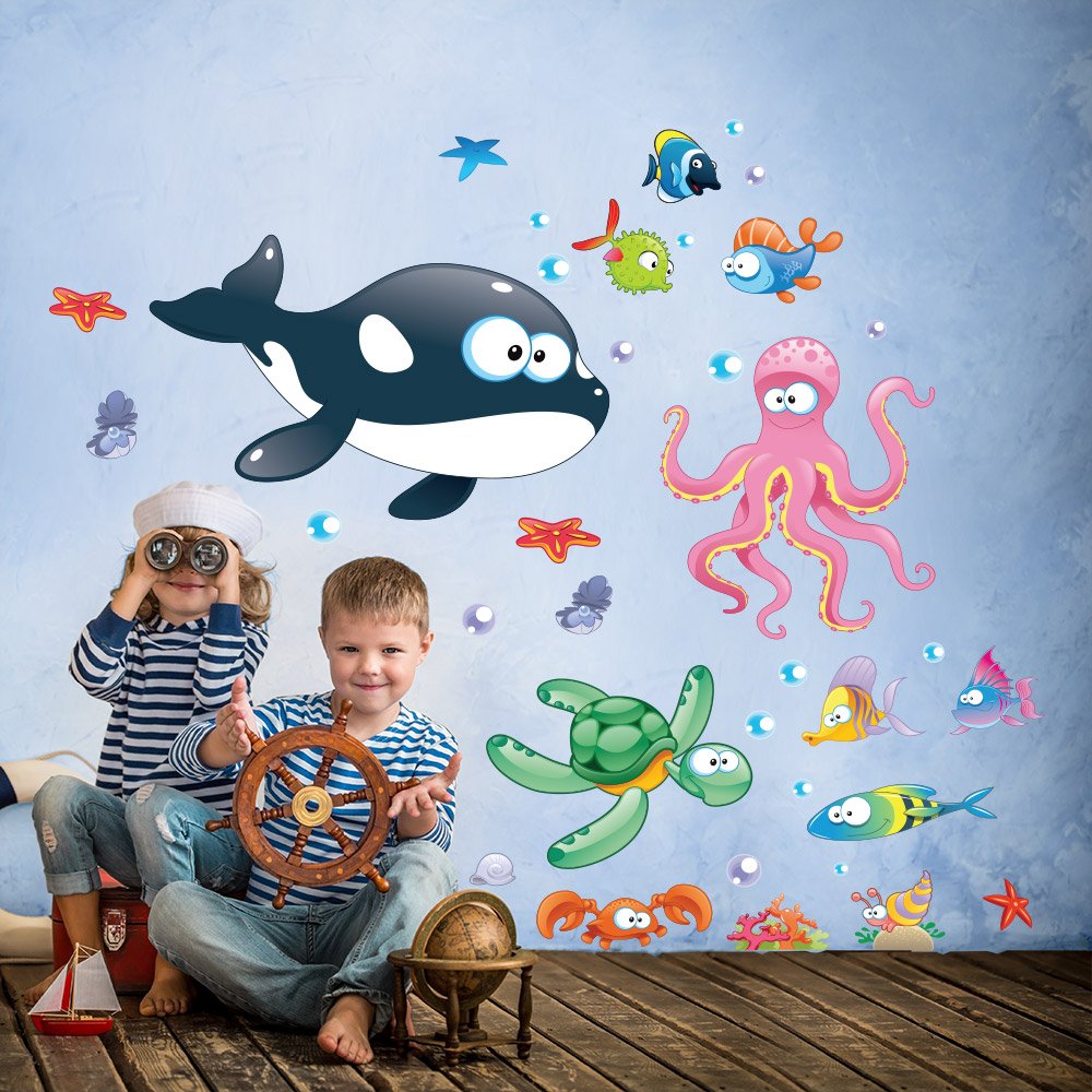 Wall Art Adesivo da parete per bambini con motivo abisso marino colorato 2 multicolore 30 x 120 cm R Amazon Casa e cucina