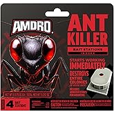Amdro Ant Killer Bait Stations, 4 PK | Ready-To-Use, Pre-Filled, Adhesive Strips For Cabinets, Floors &amp; Walls, Ant Bait Traps Indoor