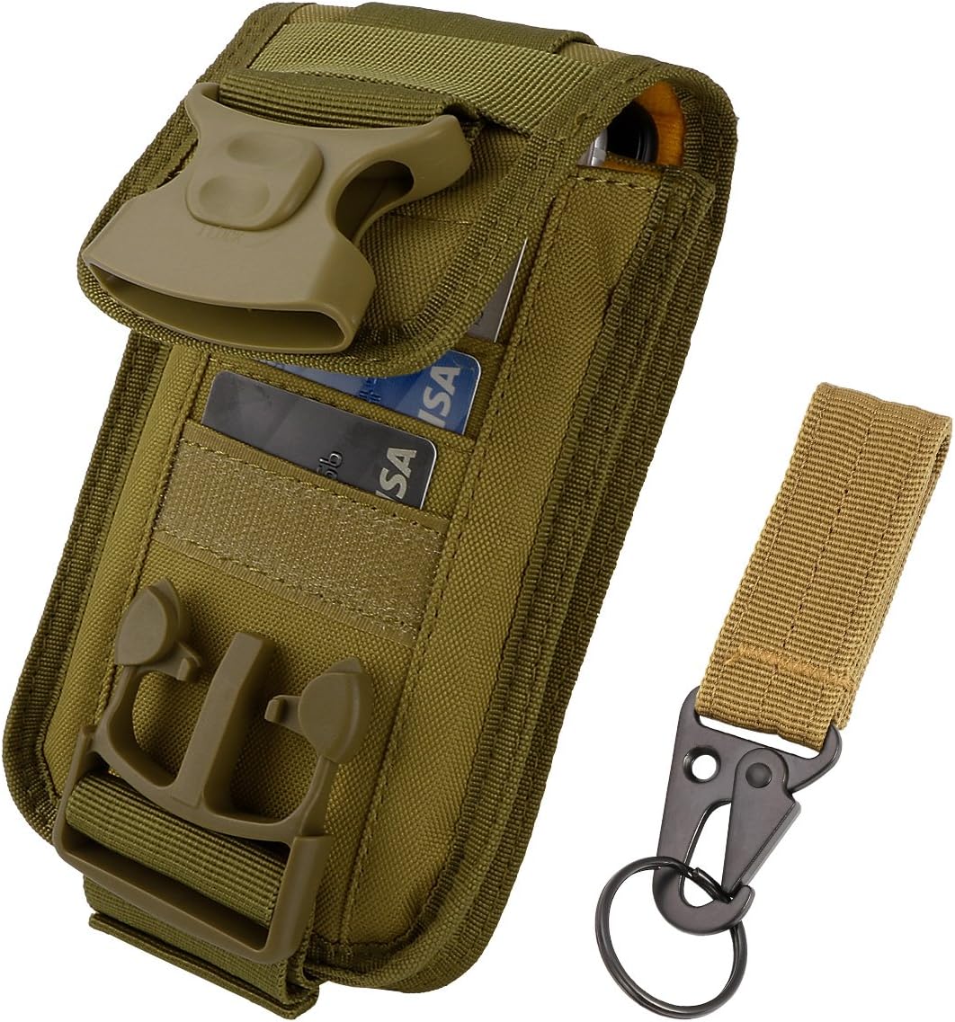 Shidan Double Capacity Belt Clip Pouch, Nylon Molle EDC Utility Gadget Pouch Cellphone Holster Tactical Belt Waist Bag with Card Slots for iPhone X 8+ 8 7, Samsung S10+ S10 S10e S9 S8 S7 and Other