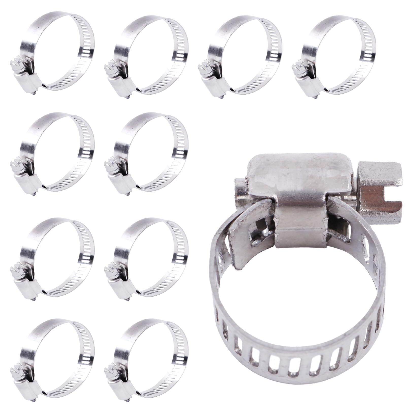 Pipe Clamps, LUXERAD Width 8mm Hose Clamps Adjustable Range 13-19mm German Style Clamp 4 Pieces Hose Clamps 304 Stainless Steel Band for Hose Pipe Set
