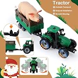BUYGER Farm Animals Figures Set with Tractor Trailer and Fence Kit view 3