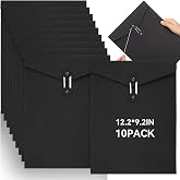 Feifeiya 10 Pack Kraft String Envelope File Folder Black A4 Letter Size | 12.2 x 9.2 Inch Vertical Paper Folders Project Pockets File Jacket Document Organizer with String Button Closure for Office
