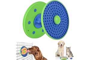 CyperGlory Interactive Licking Mat for Dog Crate, Small Medium Size Slow Feeder Pad, Boredom & Anxiety Relief, Peanut Butter & Yogurt Lick Plate, Soft & Safe Treat Dog Training Gift (6 Inch Round)