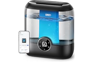 Dreo Smart Humidifiers for Bedroom, 6L Top Fill Supersized Cool Mist Humidifier for Large Room, 60 Hour Runtime, Quiet Ultrasonic Humidifier for Plants, Baby, Indoor, Home, Night Light, Black