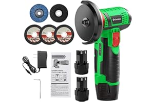 Creddux Cordless Angle Grinder, 3 Inch Mini Angle Grinder Tool With 2pcs 16.8V 2000mAh Batteries and 5 Grinding Wheel,19500rpm Metal Grinders for Cutting, Grinding and Polishing Geen