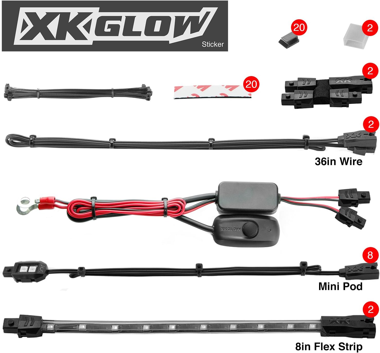 2nd Gen Single Color BLUE 8 POD 2 STRIP 60 LED Universal Motorcycle Accent Neon Underglow Light Kit: Automotive