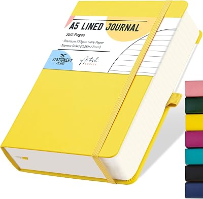 ISLAND A5 Lined Notebook 360 Pages 100gsm Lemon Hardcover
