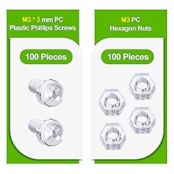 Pzsmocn 200 Pieces/100 Sets M3*3 mm PC Transparent