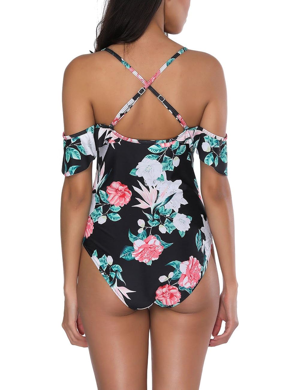 Recreational Tempt Me Women One Piece Vintage Floral Trees Printed Off Shoulder Flounce Ruffled Monokini Swimsuits Swimwear Surfwear Wetsuits Cloverlakeliving Com