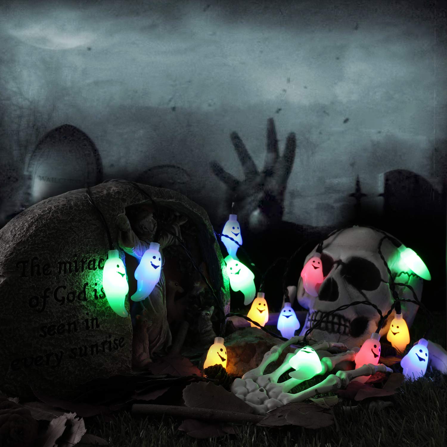 Púrpura 30 LED Araña Guirnalda Luces a Batería 3D