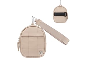 CLUCI Mini Backpack Keychain Wallet Small Change Quilted Coin Purse Cute Puffer Wristlet Pouch with 3 RFID Card Slots