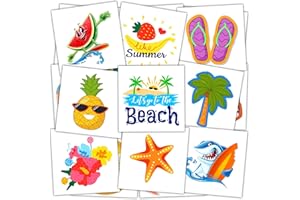 JCFIRE Summer Pool Beach Party Favors Kids Tattoos, 102 Styles Larger Tropical Hawaiian Luau Themed Temporary Tattoos for Kids Teens Adult, Waterproof Summer Stickers Party Decorations Supplies